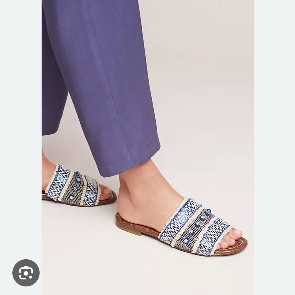 Stylish Blue and White Women's Slide Sandals - Picture 1 of 5